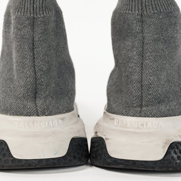 Balenciaga Speed LT Dark Grey New Kine Knit High-Top Sneakers - Picture 9 of 12